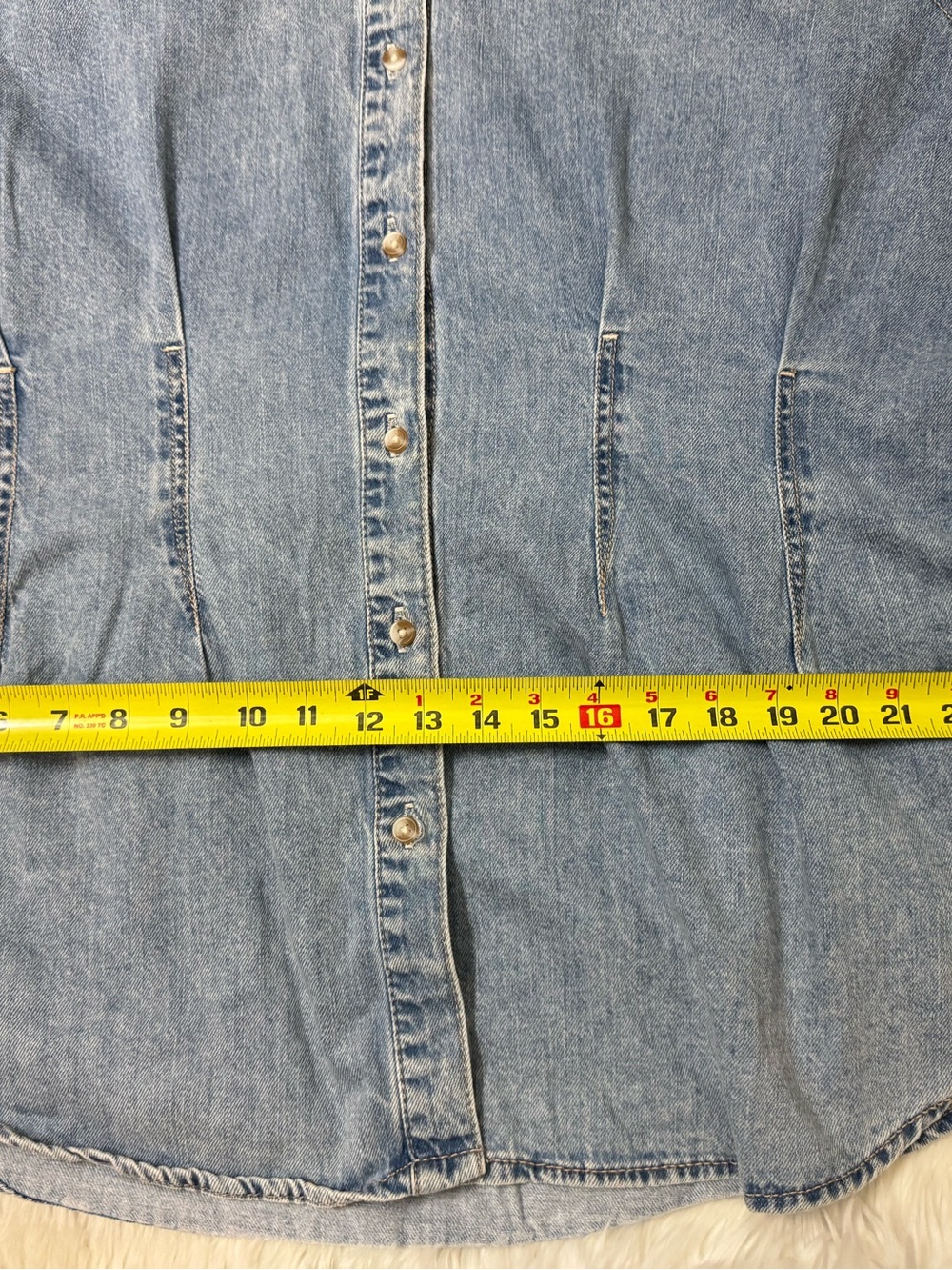 Ava & Viv Women's Denim Shirt Plus Size XL Light Wash Button Up Cotton Shacket - Picture 8 of 11